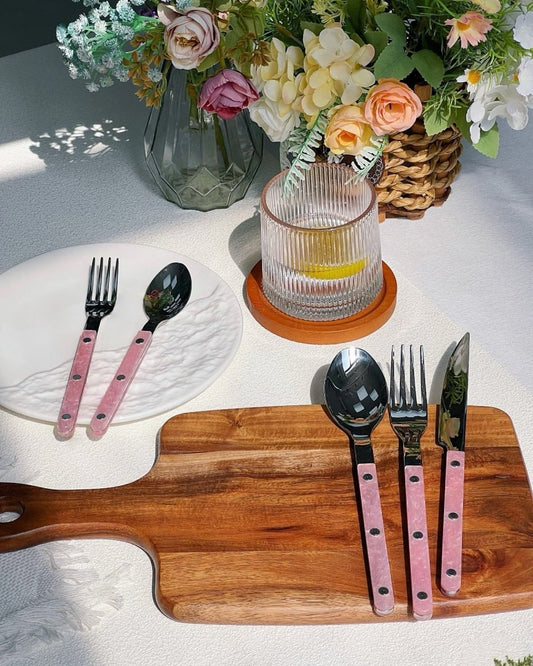 Set of 10 Sleek Modern Pinky Elegant Salt Lake Flatware Cutlery Silver