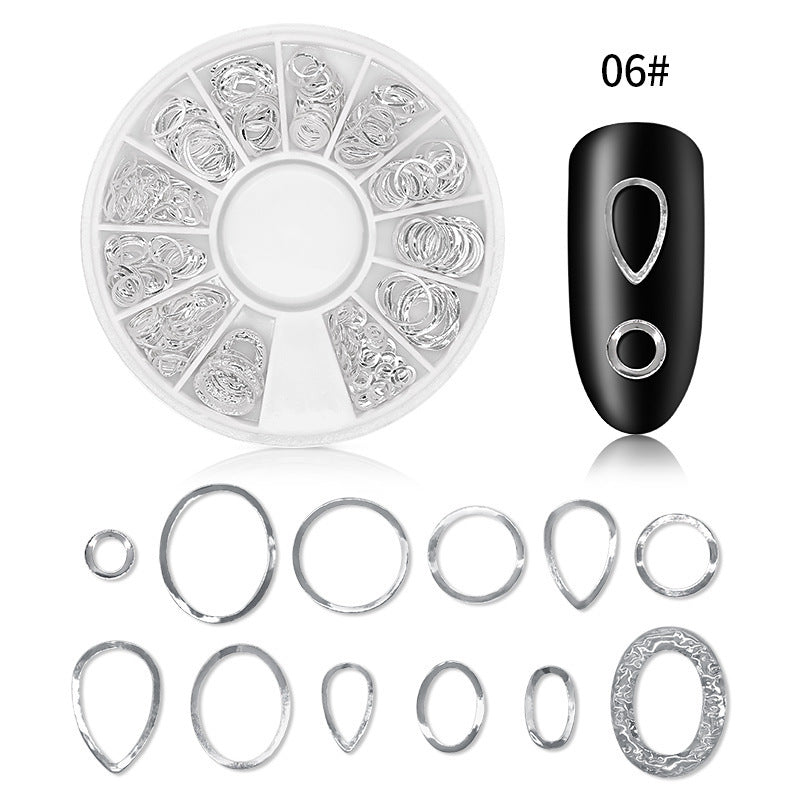 Silver Rivet Xingyue Metal Alloy Nail Box Rhinestone 12 Grid Sequins