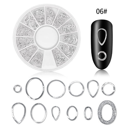 Silver Rivet Xingyue Metal Alloy Nail Box Rhinestone 12 Grid Sequins