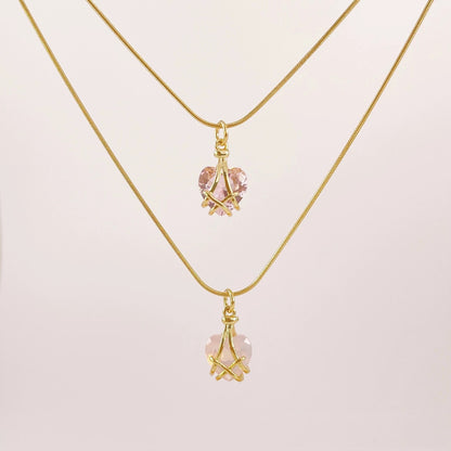 18k Gold Plated Titanium Heart Crystal Pendant Necklace