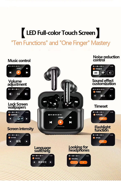 AWEI LED Touch Screen Active Noise Cancelling Bluetooth Headset