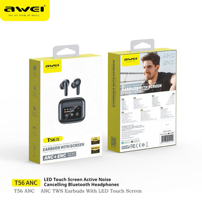 AWEI LED Touch Screen Active Noise Cancelling Bluetooth Headset